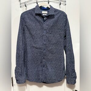 Cactus Man‎ Navy Blue White Floral Button Up Shirt Men’s S Slim Hipster Preppy